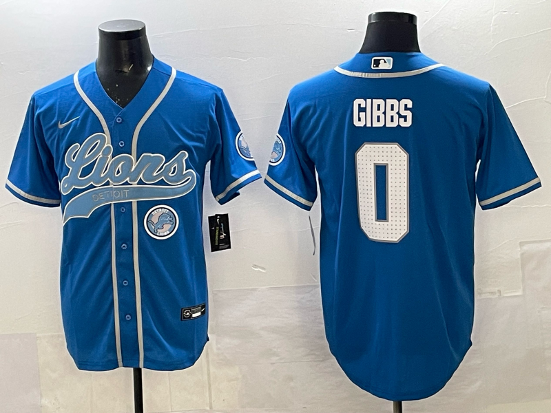 Men Detroit Lions #0 Gibbs blue NFL Nike 2025 jersey 004->detroit lions->NFL Jersey
